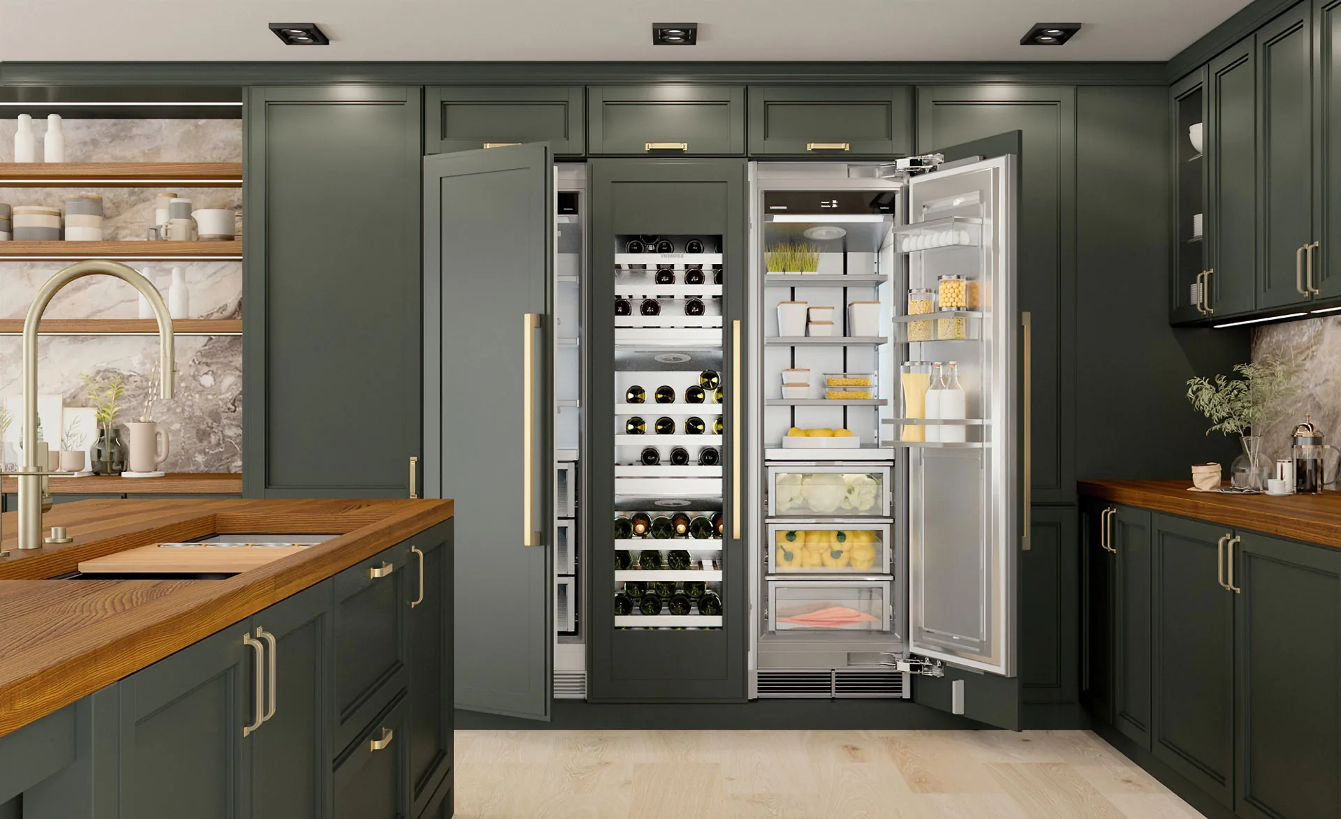 Liebherr appliances – 04 Mrb2400 Mw2400 Mf2451 Wine And Freezer Green Kitchen