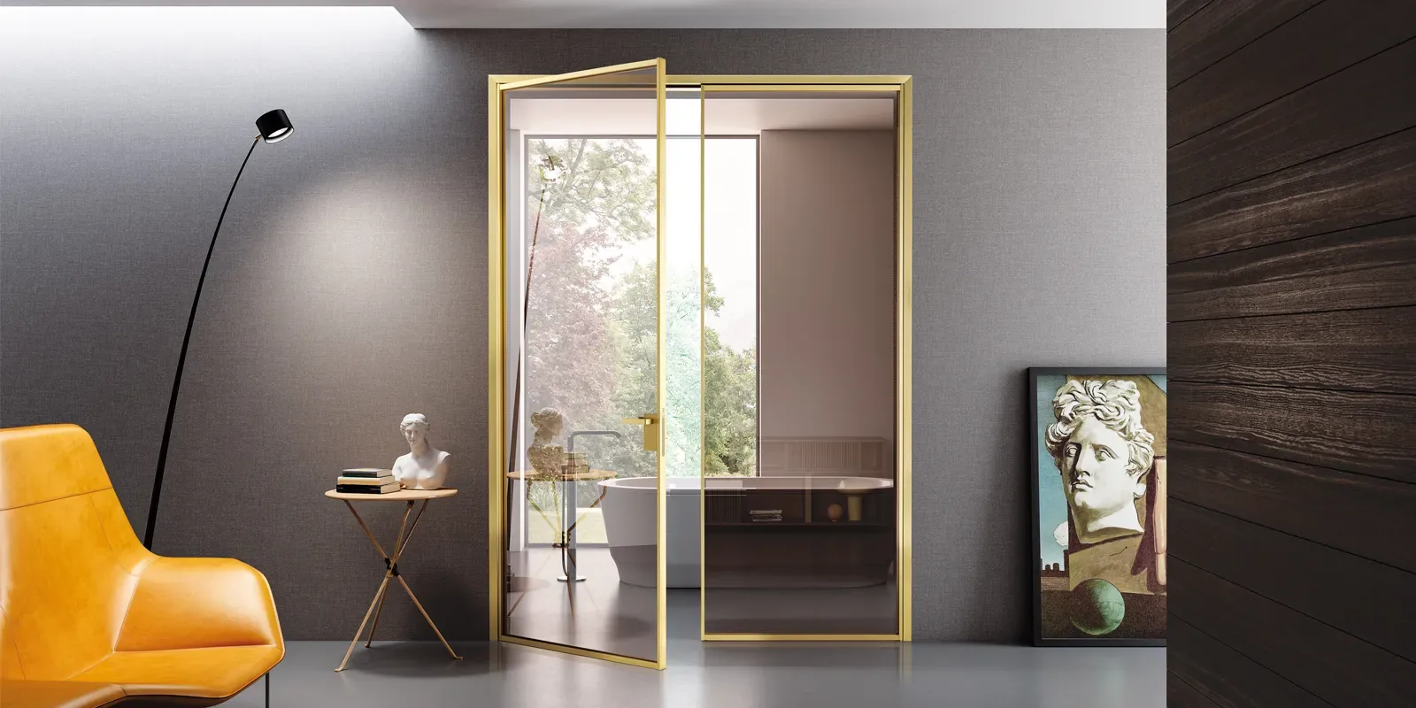 Bertolotto Porte doors – Interior Doors Double Hinged Door Mini Tall Glass Gold Oen 1